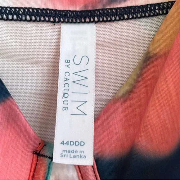 New LANE BRYANT CACIQUE SWIM Lightly Lined Plunge UNDERWIRE TANKINI TOP 44DDD - Picture 8 of 14